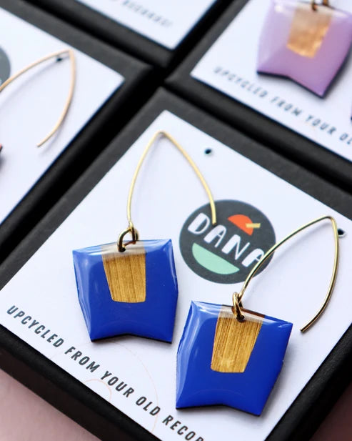 Connie Earrings Drop Royal Blue & Gold