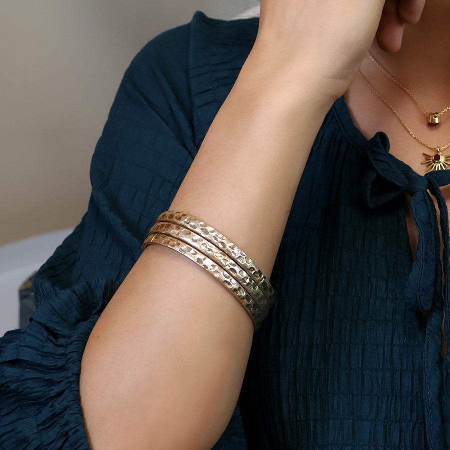 Golden Worn Triple Bangle Set
