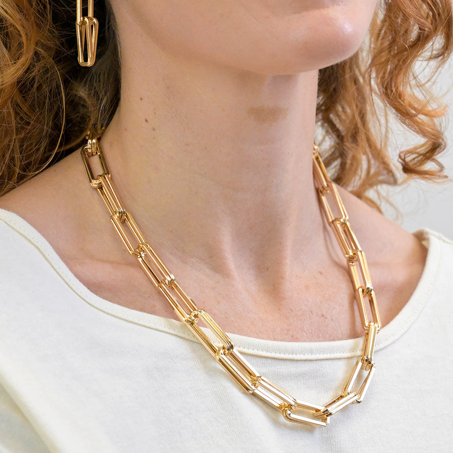 Faux Gold Plated Paperclip Chain Necklace