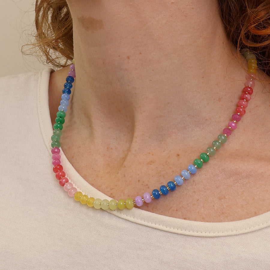 Semi Precious Rainbow Beaded Necklace