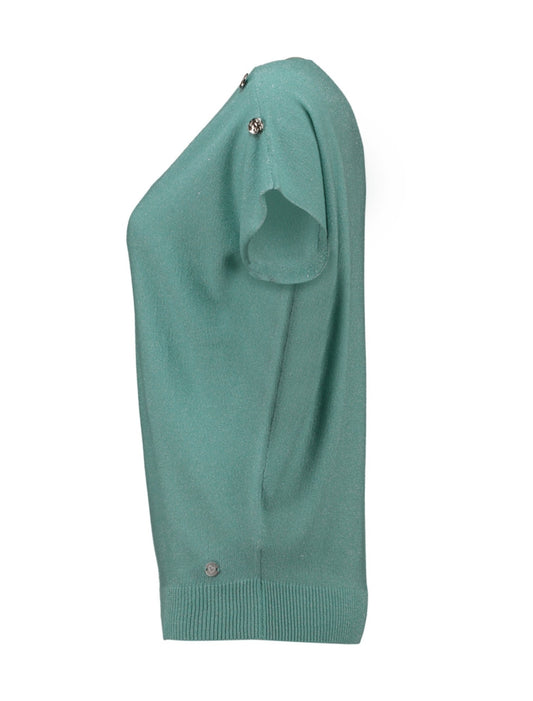 Aquamarin Top with Buttons on the Shoulder