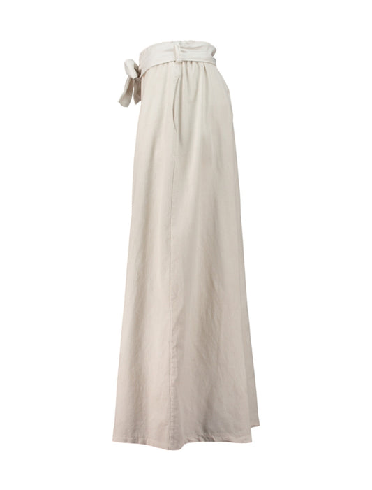 Cream Trousers with a Bow Belt
