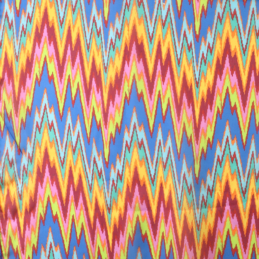 Red/Blue Mix Jazzy Print Recycled Poly Silk Feel Scarf
