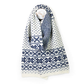 Erica Navy and White Scandi Starflower Knit Scarf