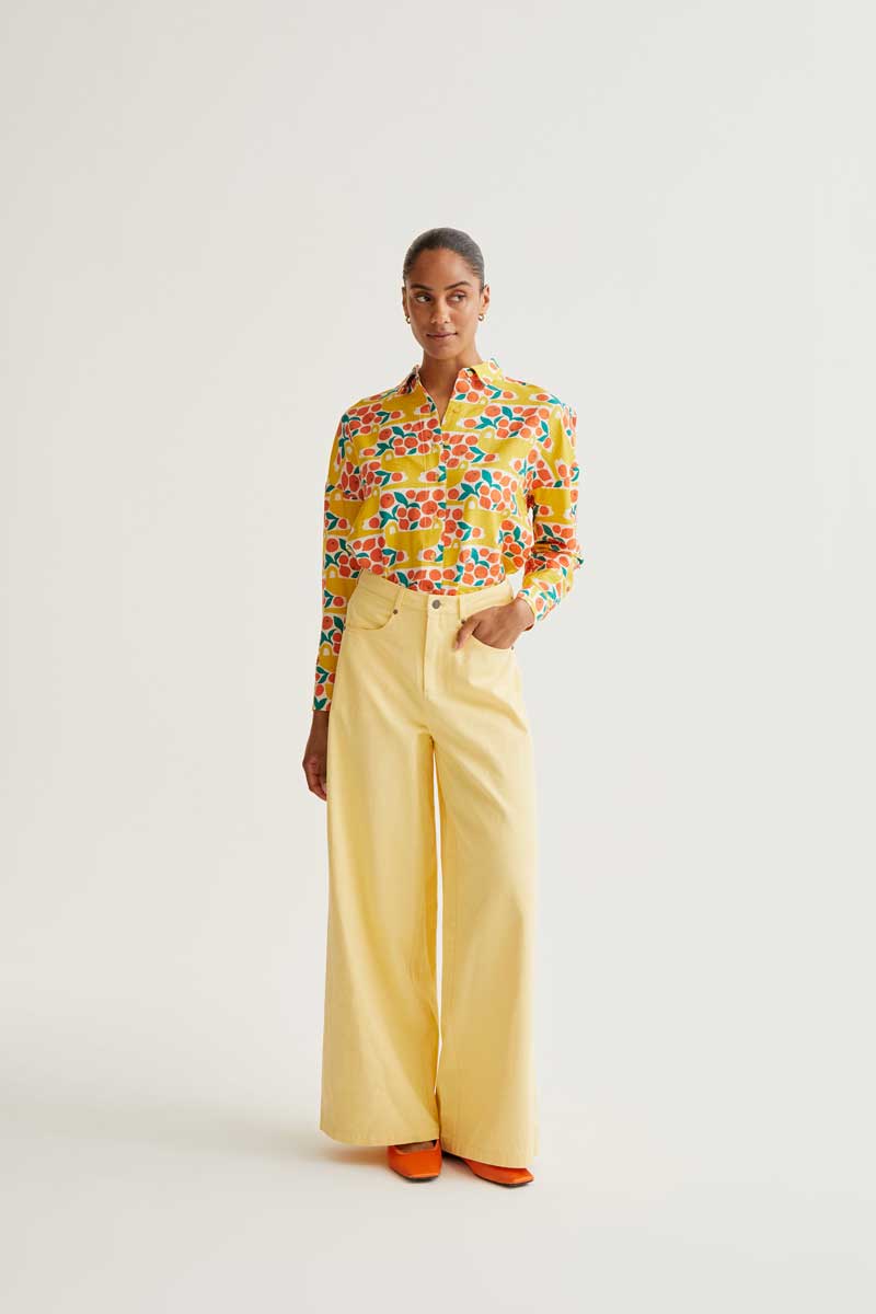 CF Bright Yellow Shirt with Orange Print