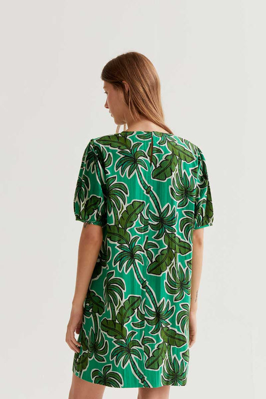 CF Short Dress with Palm Tree Print