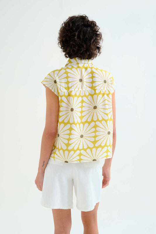 Shirt with Olive Flower Print