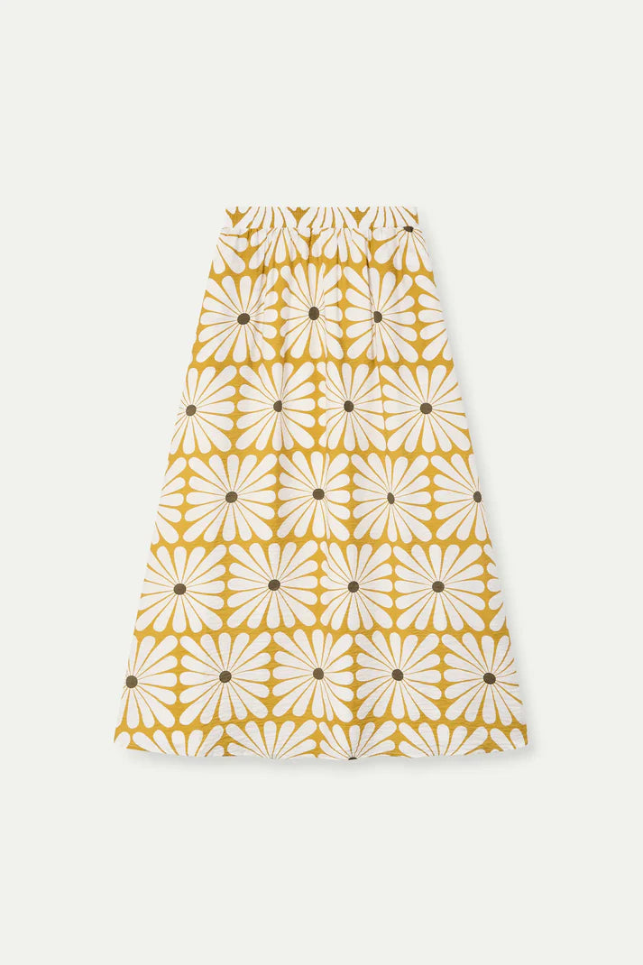 Long Skirt with Olive Flower Print