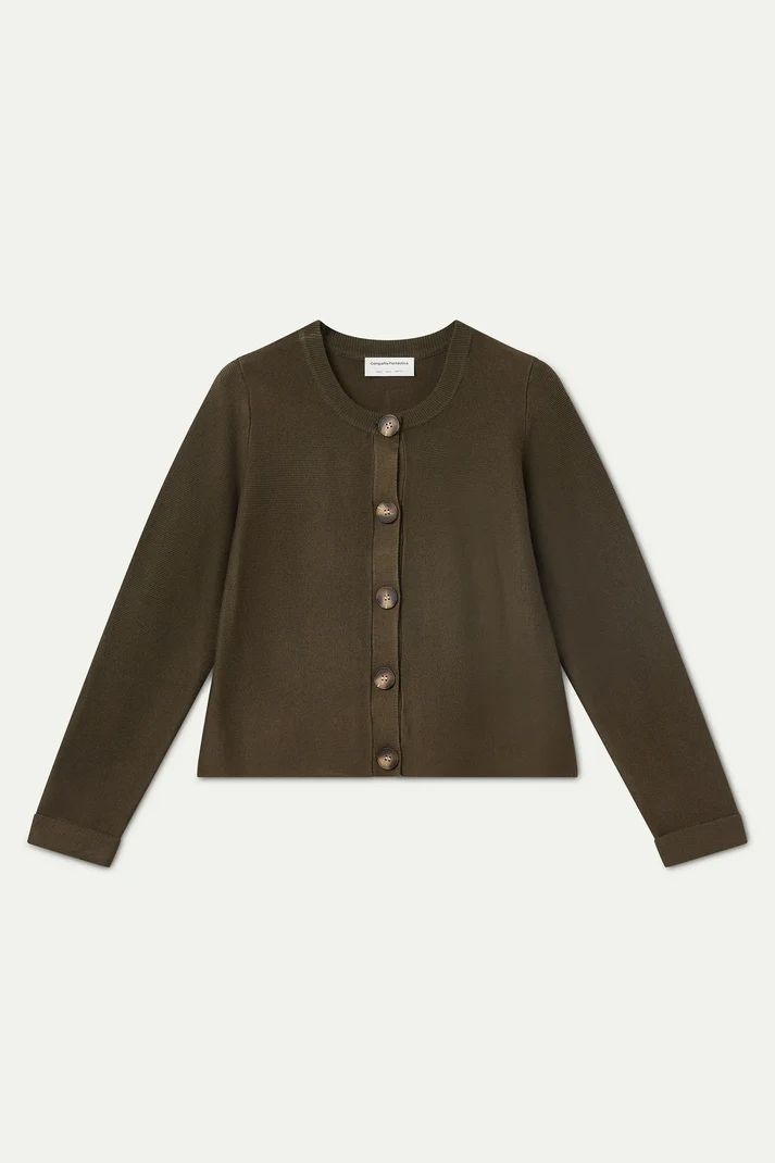 Basic Khaki Green Cardigan