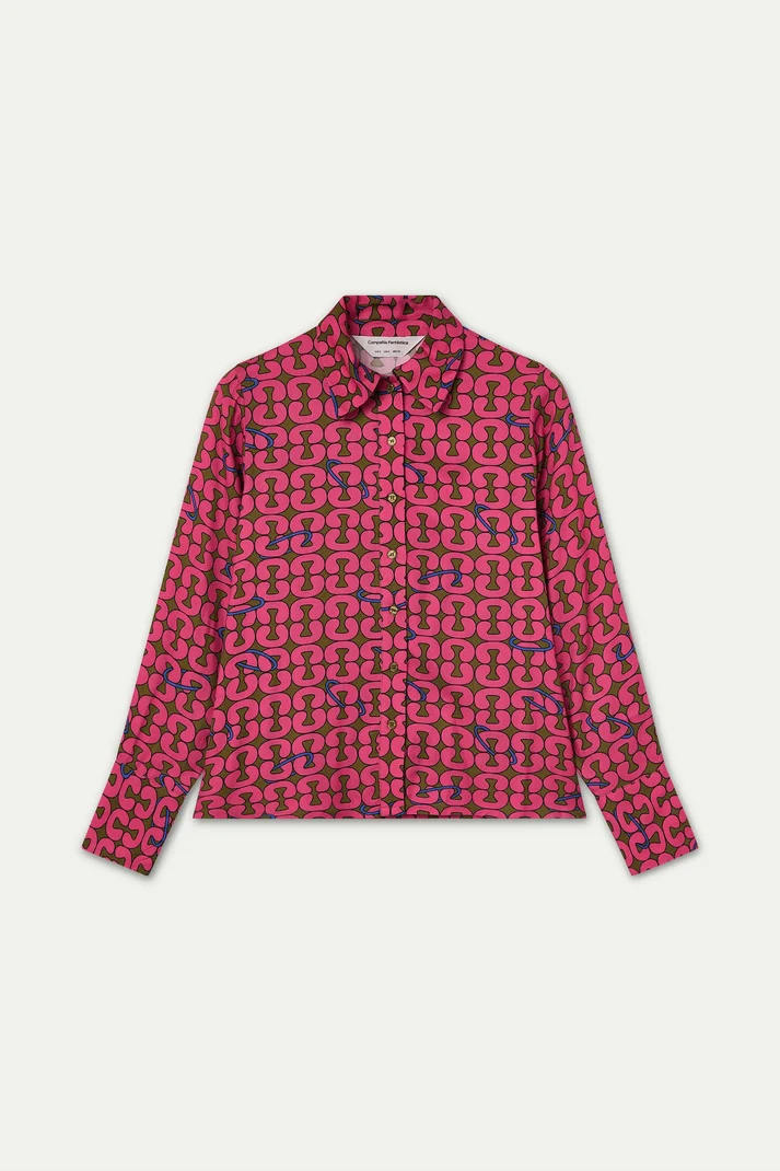 Pink Shirt with Geometric Print
