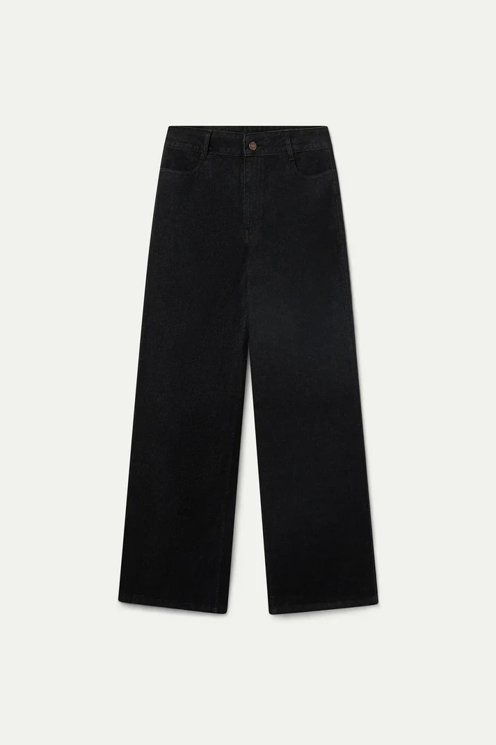 Black Denim Pants with Heart Pockets