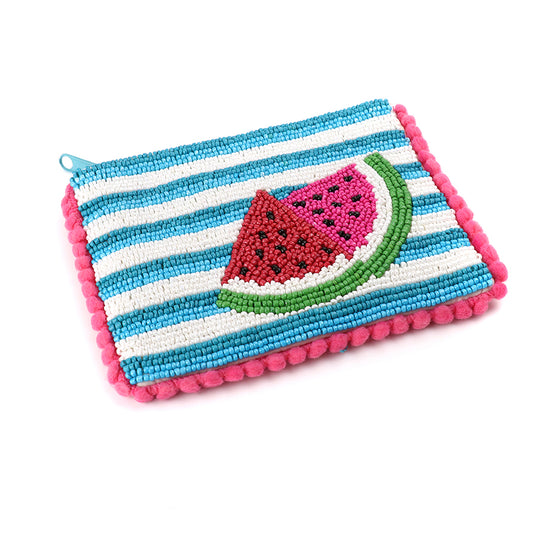 Striped Watermelon Slices Beaded Holiday Purse