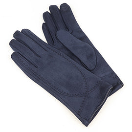 Kate Navy Faux Suede Gloves with Stitch Detail