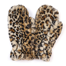 Natalia Faux Fur Mitten - Animal Print