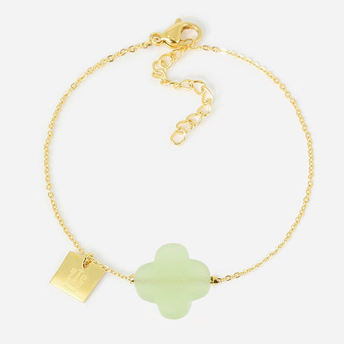 Aqua Clover Gold Bracelet