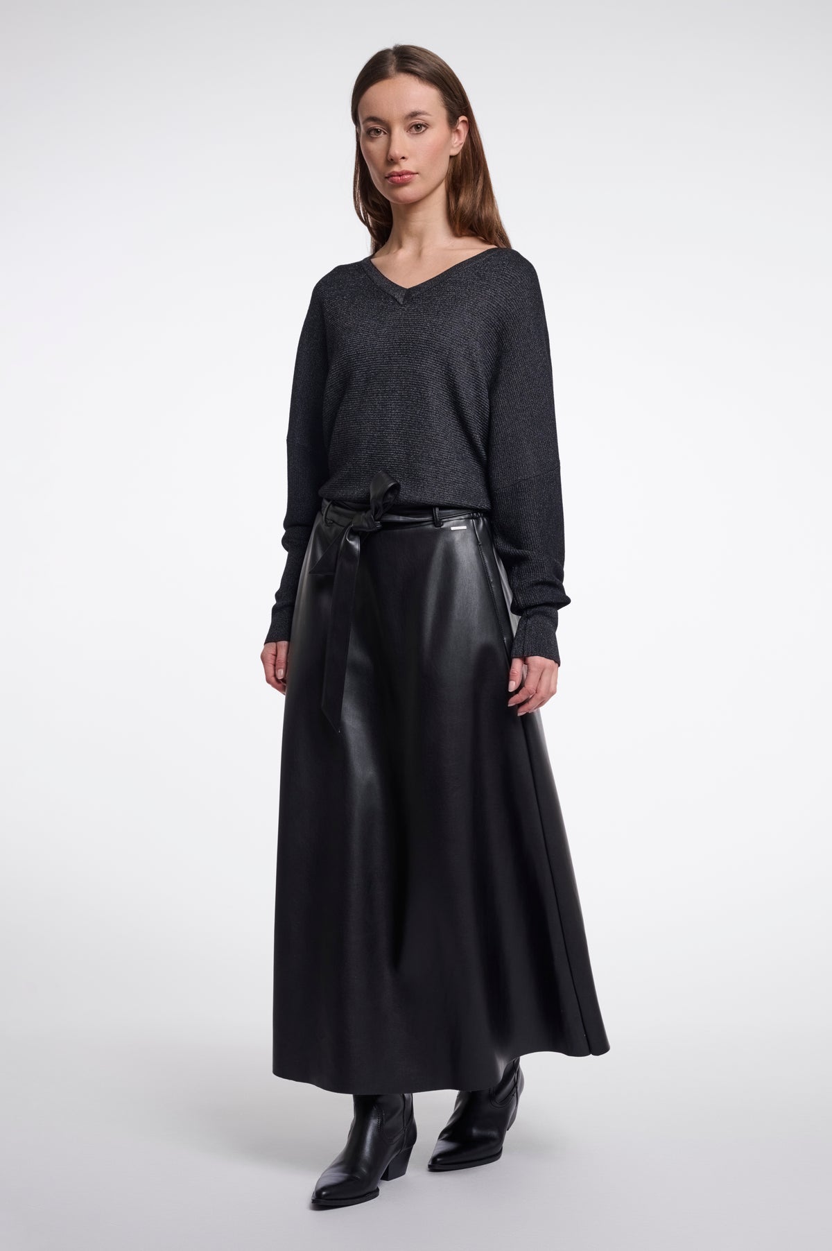 Chelsea Faux Leather Skirt Dark Navy