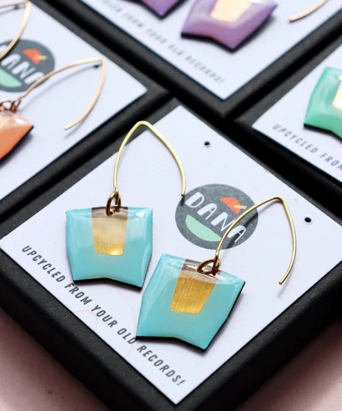 Connie Earrings Drop Light Blue & Gold