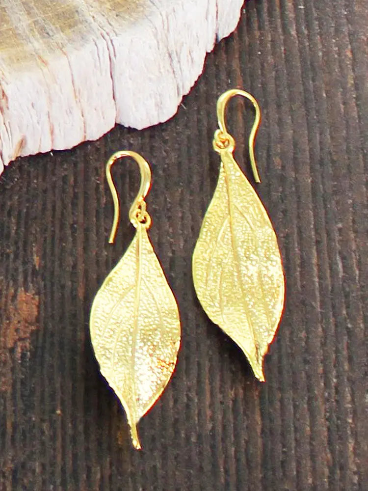 Leaf Earrings Gold - Plated