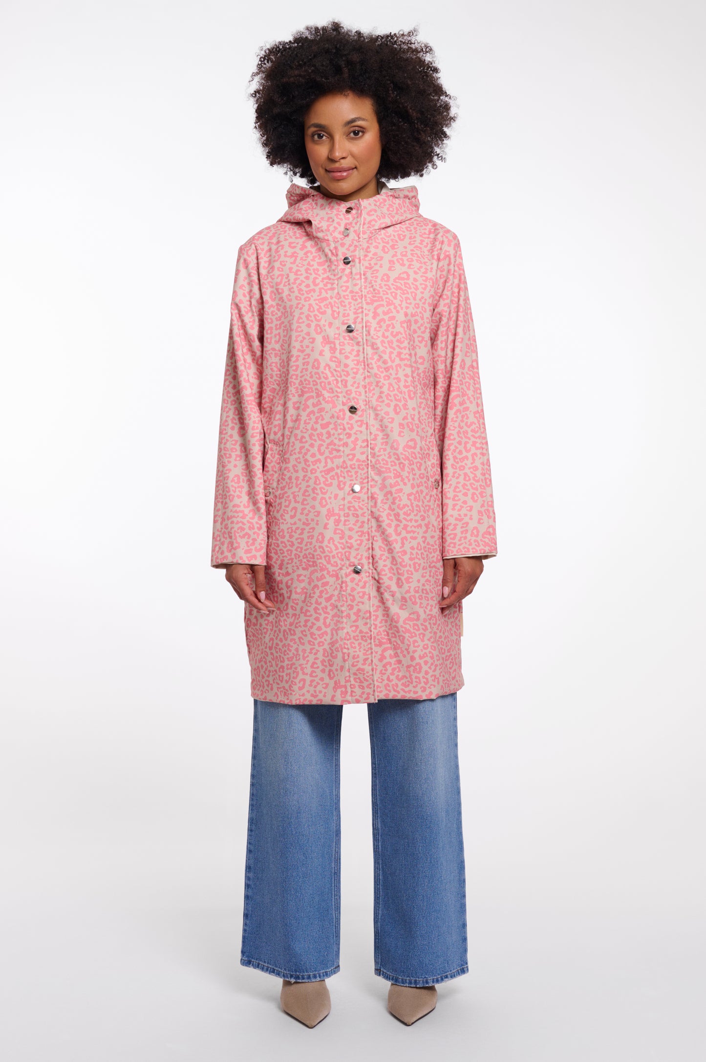 Ishana Reversible Raincoat Birch and Pink Leopard