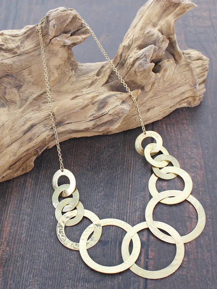 Beaten Ring Necklace Gold