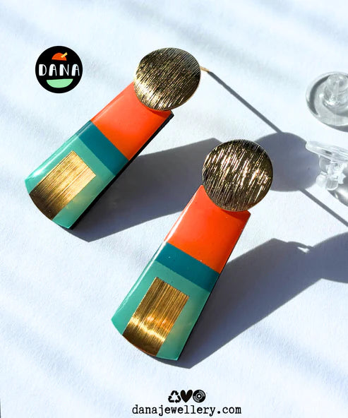 MAE (teal, turquoise, orange, gold) Earrings