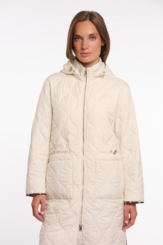 Ronja Long Light Quilted Coat Birch