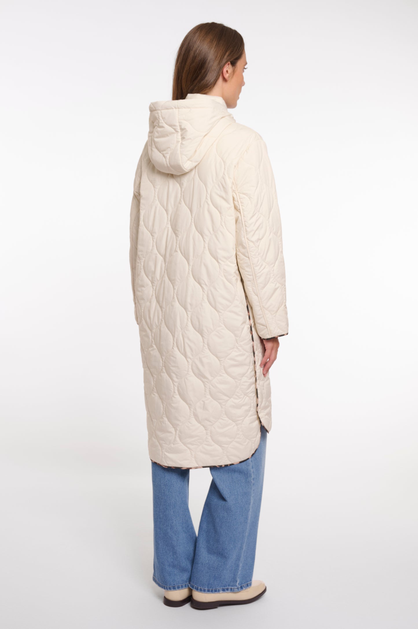 Ronja Long Light Quilted Coat Birch