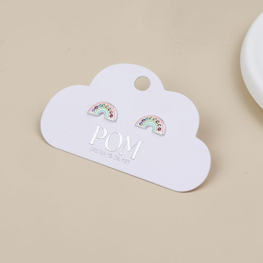 Sterling Silver Crystal Set Pastel Rainbow Studs