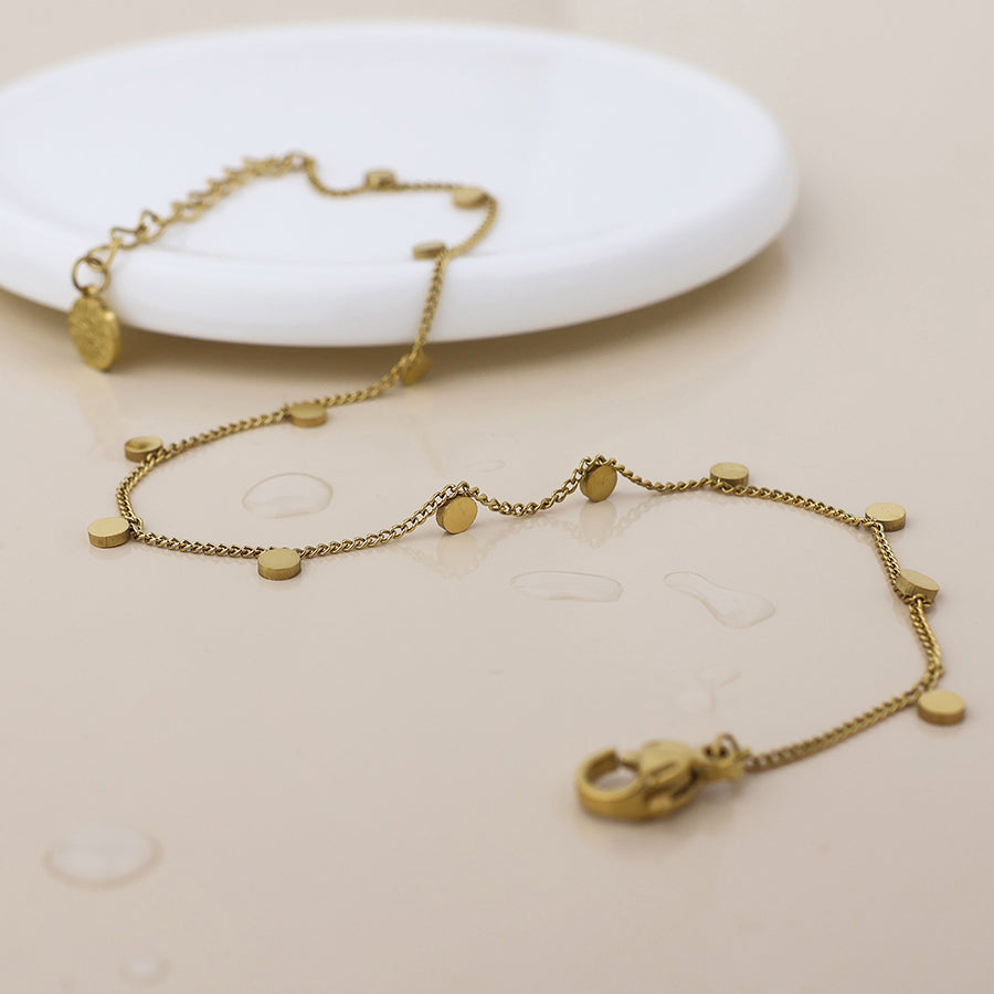 Gold Plated Stainless Steel Tiny Disc Bracelet