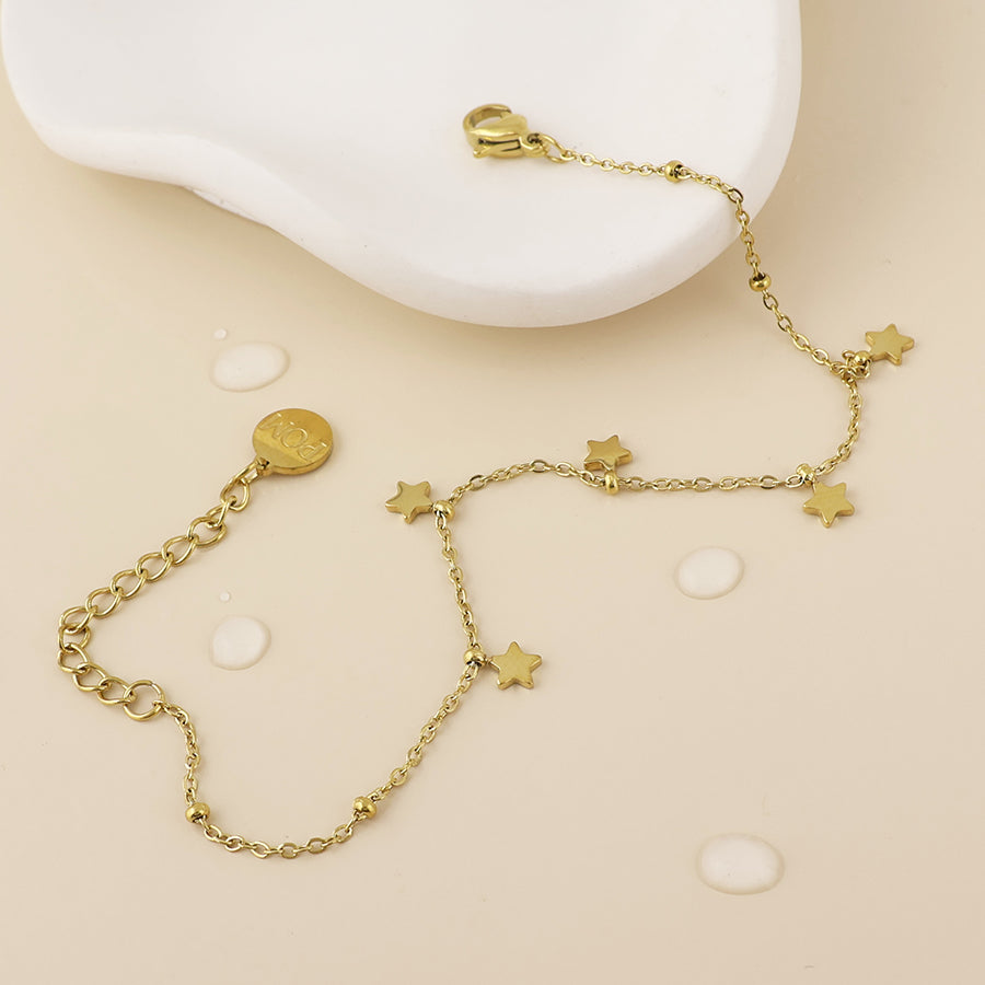 Starry Stainless Steel Gold Plated Little Stars Bracelet