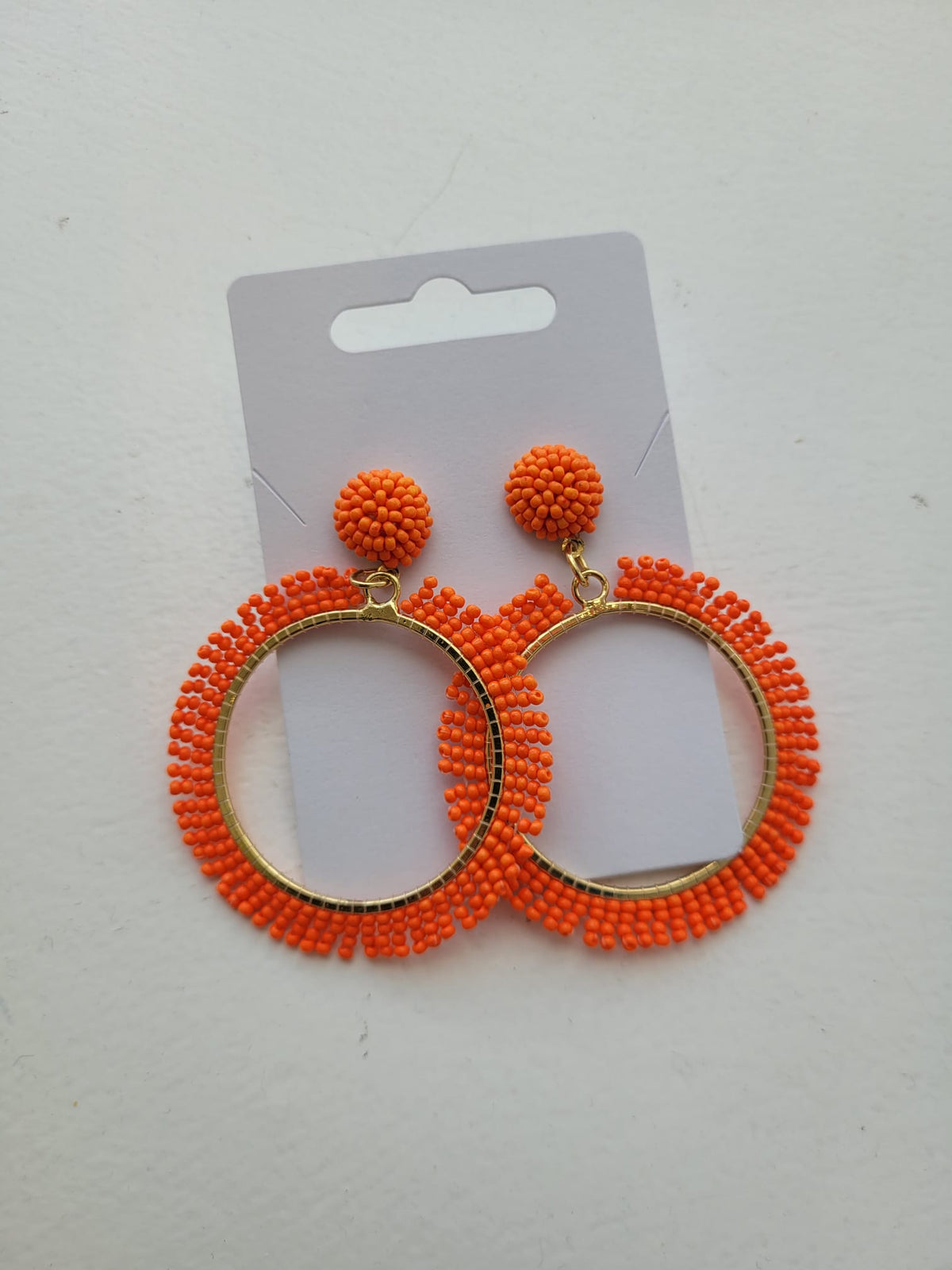 Beaded Hoop Earrings Orange