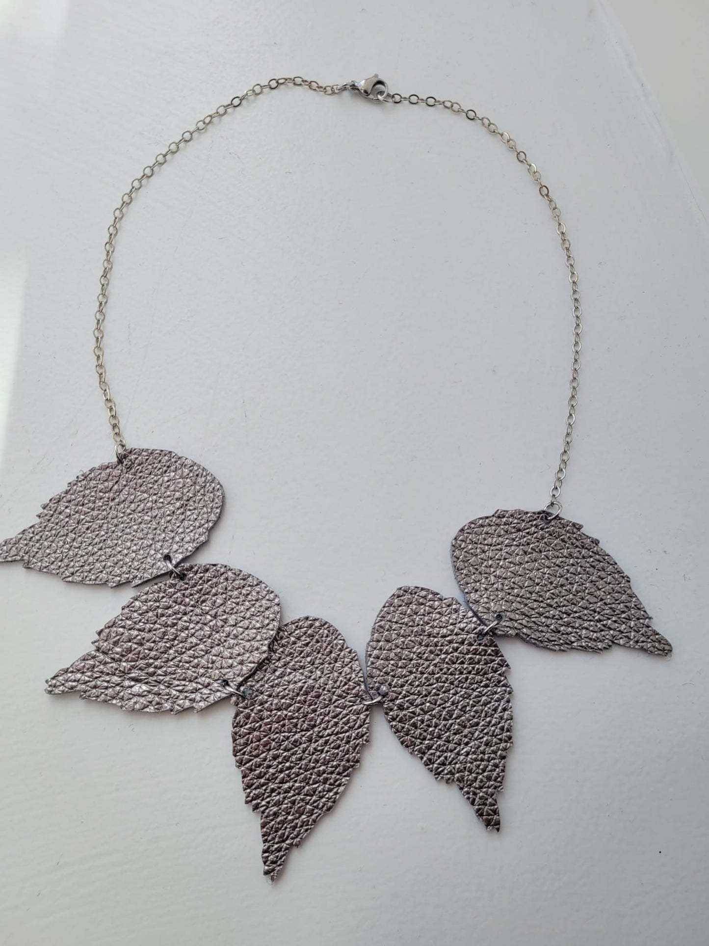 5 Leather Leaf Necklace