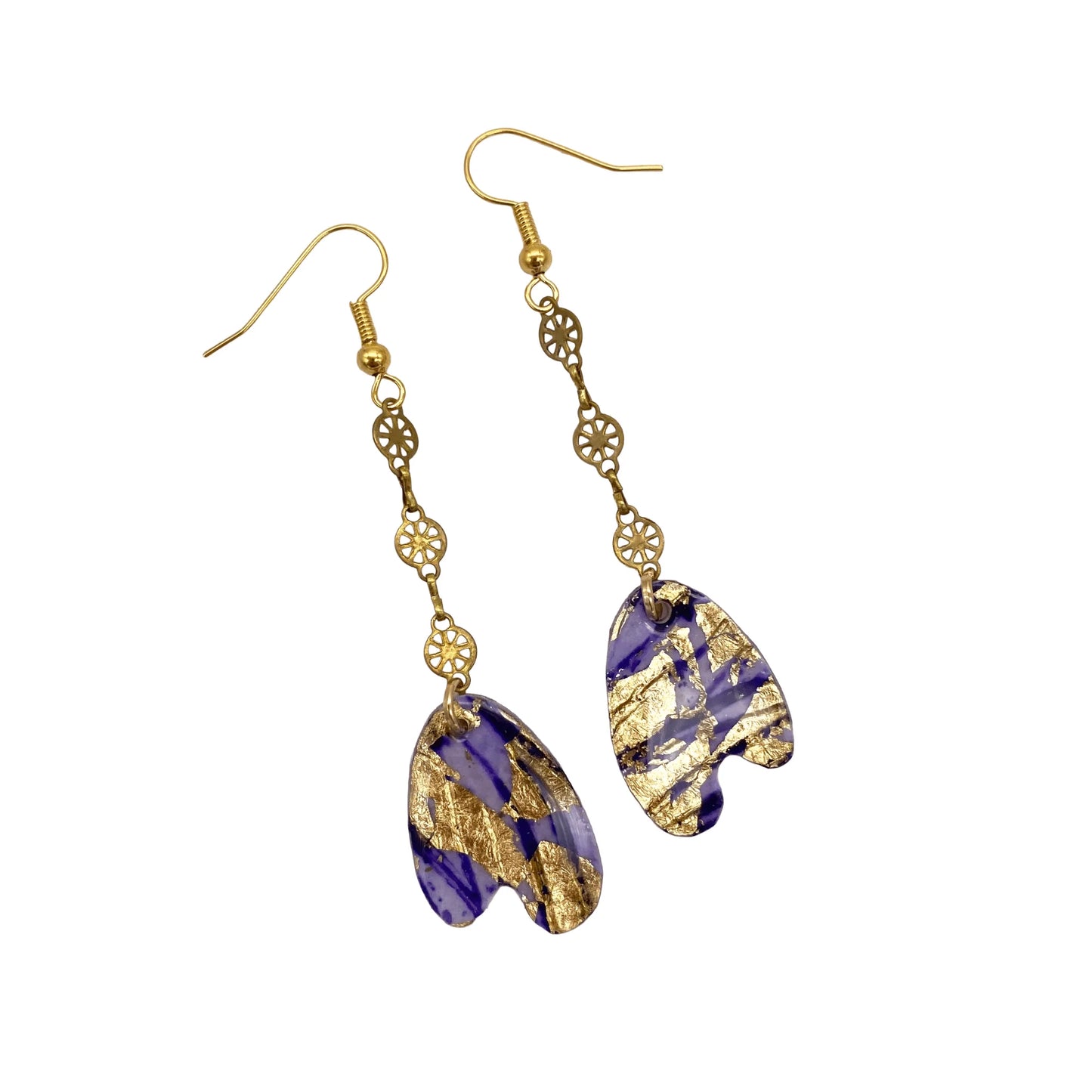 Dola sgraffito textile earrings in lilac/gold