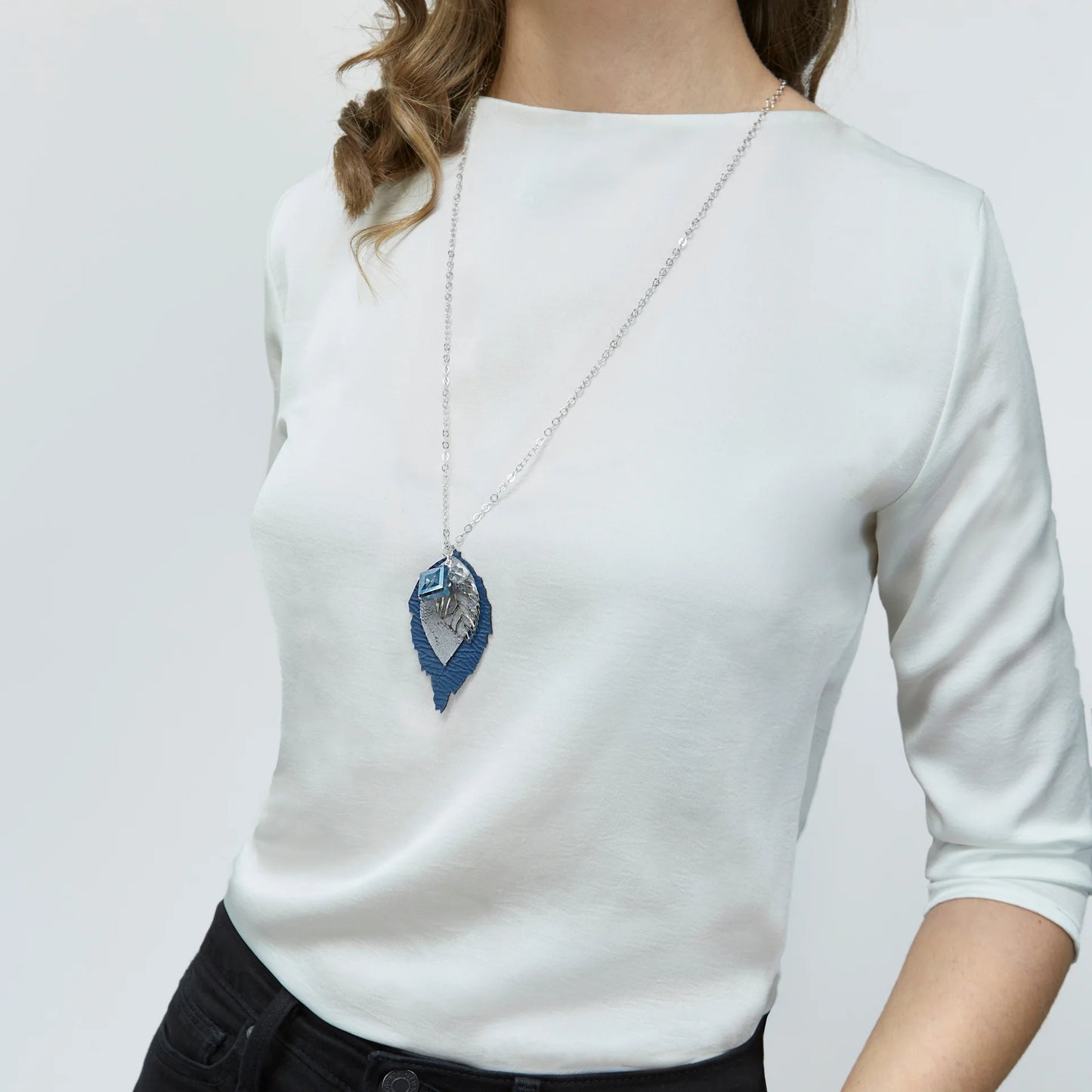 The Duilleog Collection Long Leather Leaf Chain