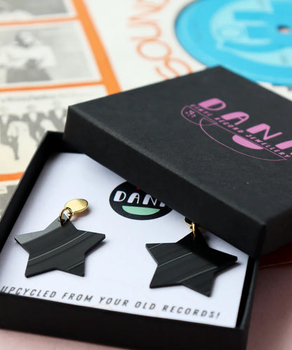 Black Dangly Stars Earrings