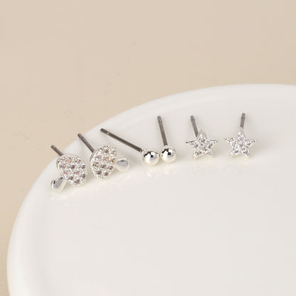 Silver Plated Triple Toadstool and Flower Earring Set