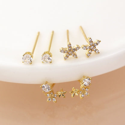 Golden Flower Mix Stud Earring Set