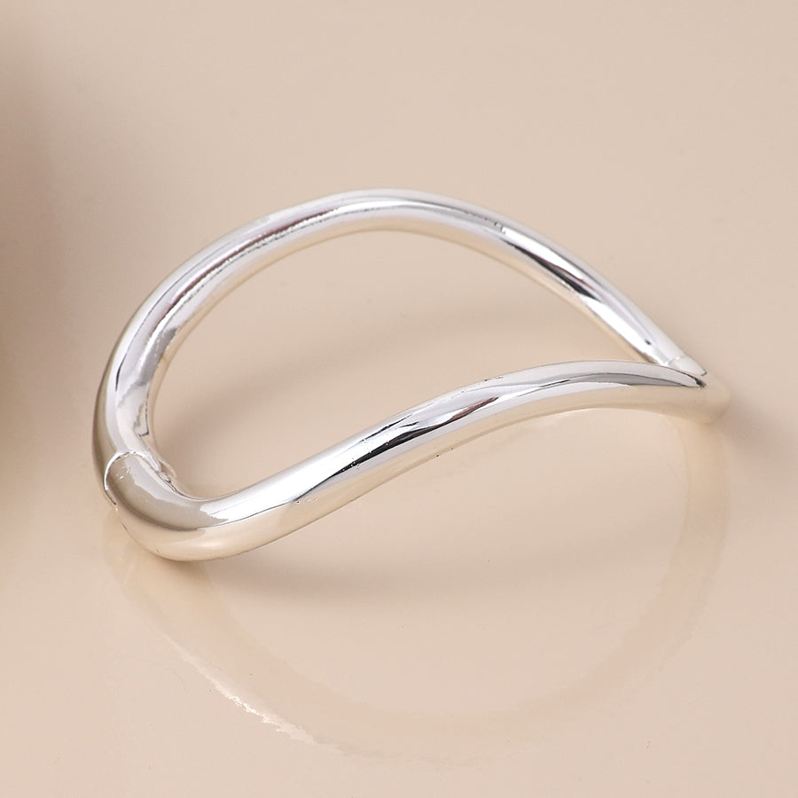 Simple Silver Plated Curve Bangle