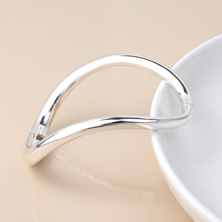 Simple Silver Plated Curve Bangle