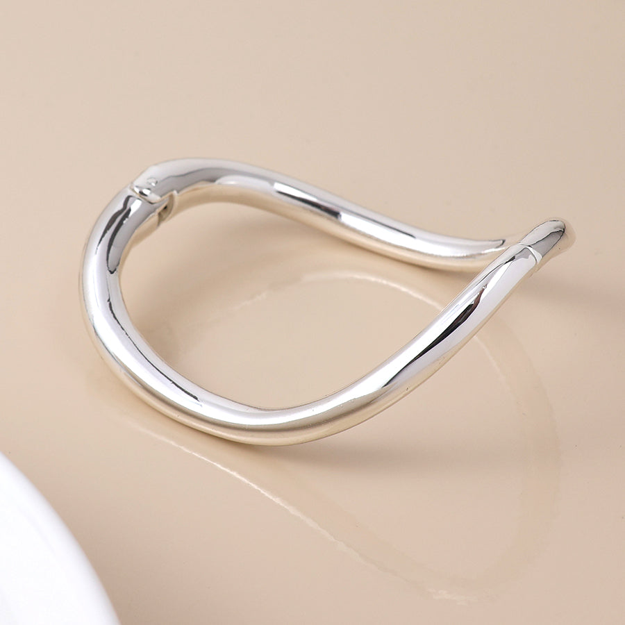 Simple Silver Plated Curve Bangle