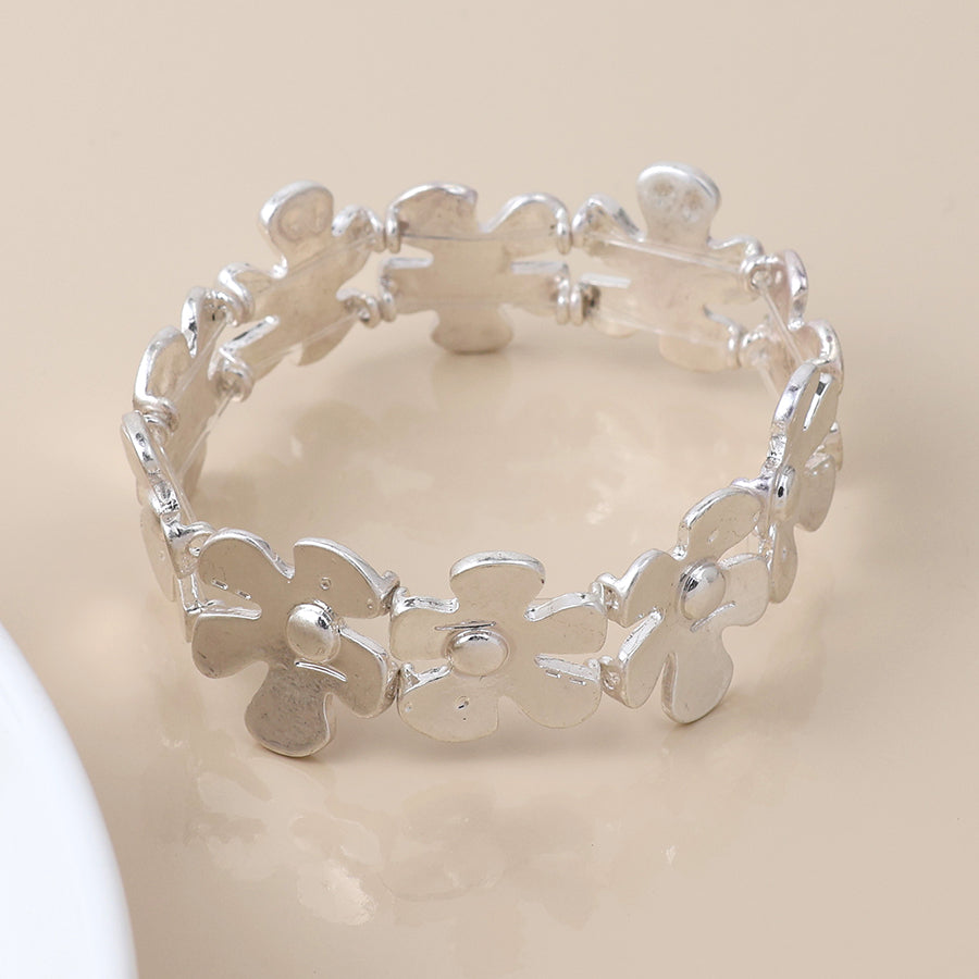 Silver Plated Multi Flower Bangle