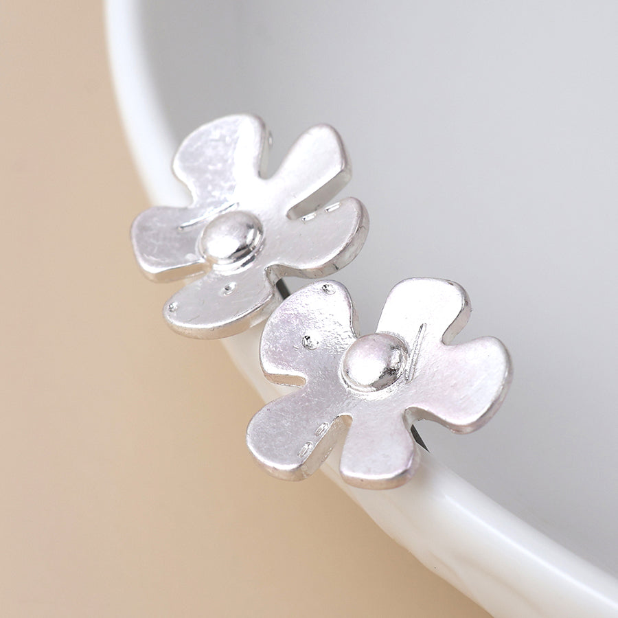 Silver Plated Irregular Flower Studs