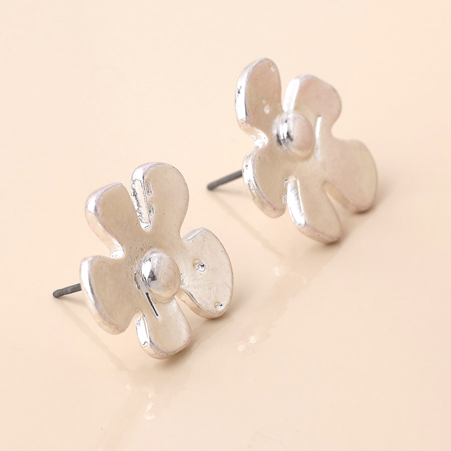 Silver Plated Irregular Flower Studs