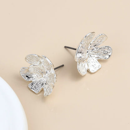 Silver Plated Textured Bloom Studs