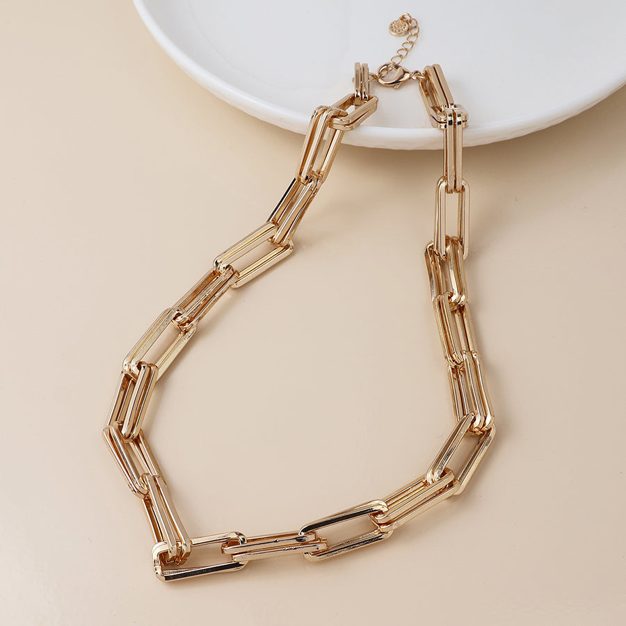 Faux Gold Plated Paperclip Chain Necklace