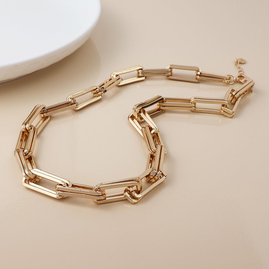 Faux Gold Plated Paperclip Chain Necklace
