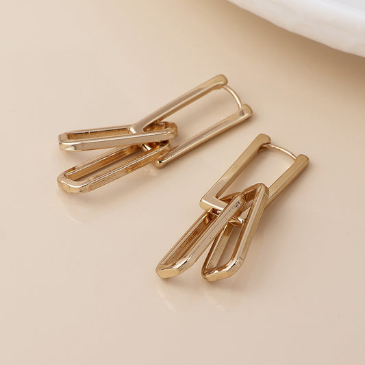 Faux Gold Plated Paperclip Link Earrings