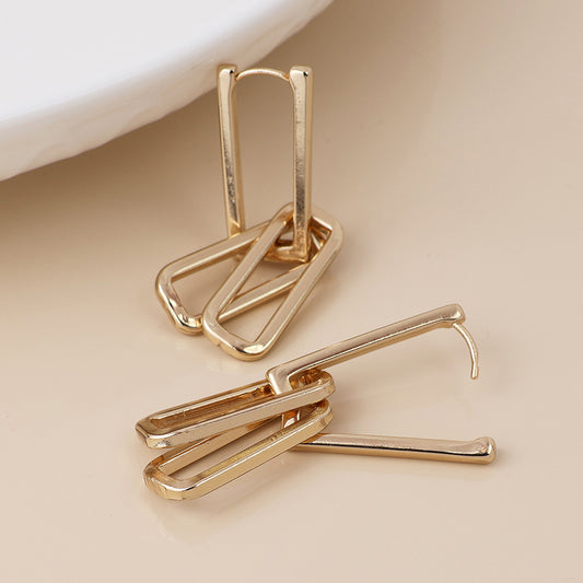 Faux Gold Plated Paperclip Link Earrings