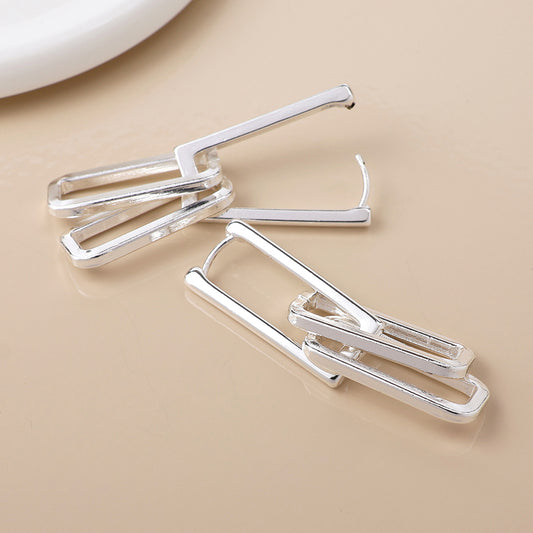 Silver Plated Paperclip Link Earrings