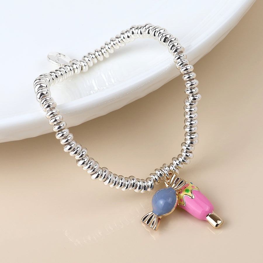 Silver Plated Lolly and Sweet Charm Bracelet